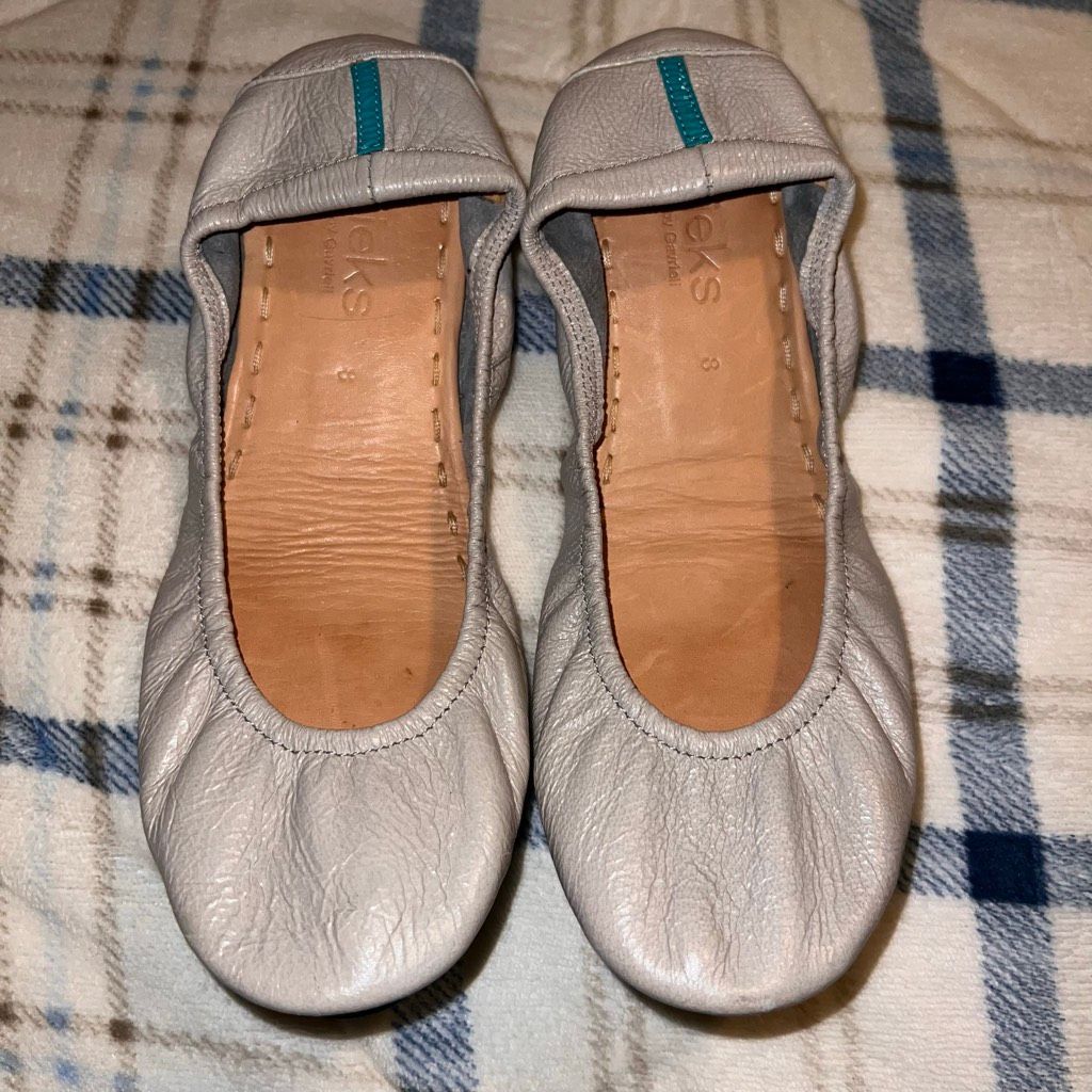 Tieks Patent Light Gray Ballerina Flats